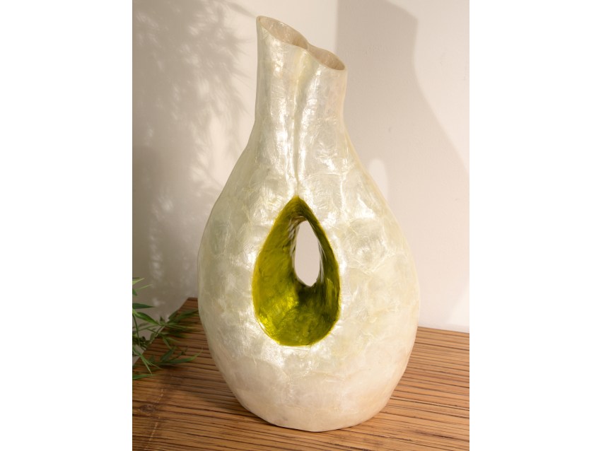 SAIPAN Design Vase aus Capiz Muscheln - Höhe 42 cm | SHELL COLLECTION