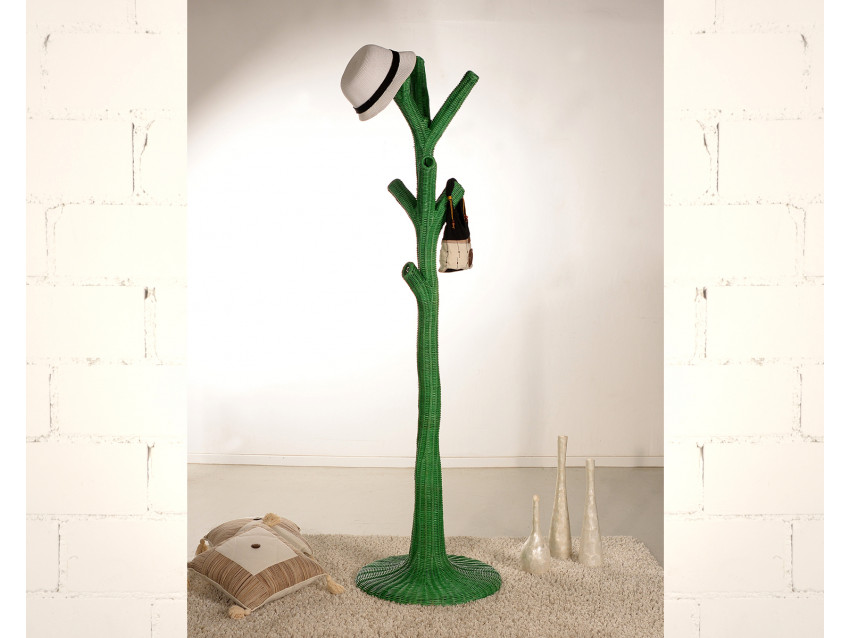 MASIRA Rattan Garderobe - Stummer Diener - Farbe Grün | FLAIR COLLECTION
