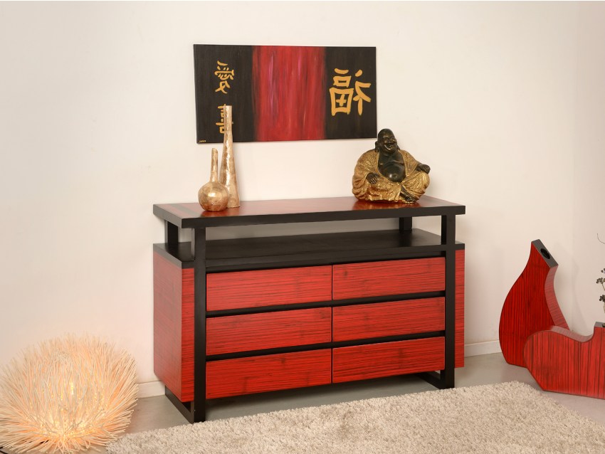 MING RED Sideboard mit 6 Schubladen | MING COLLECTION