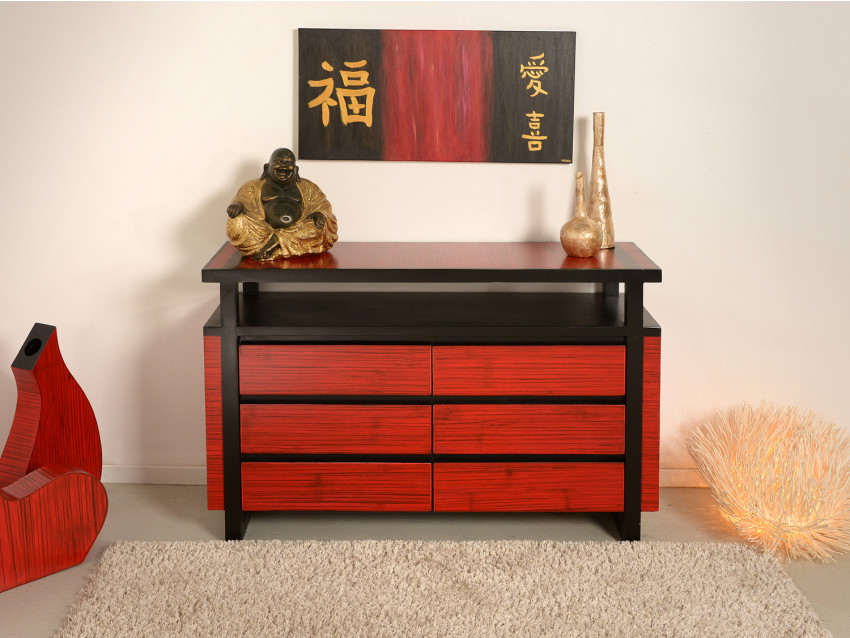 MING RED Sideboard mit 6 Schubladen | MING COLLECTION