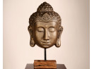 TOPANG Großer Buddhakopf auf Teakholz Sockel - Antique Gold | FLAIR COLLECTION