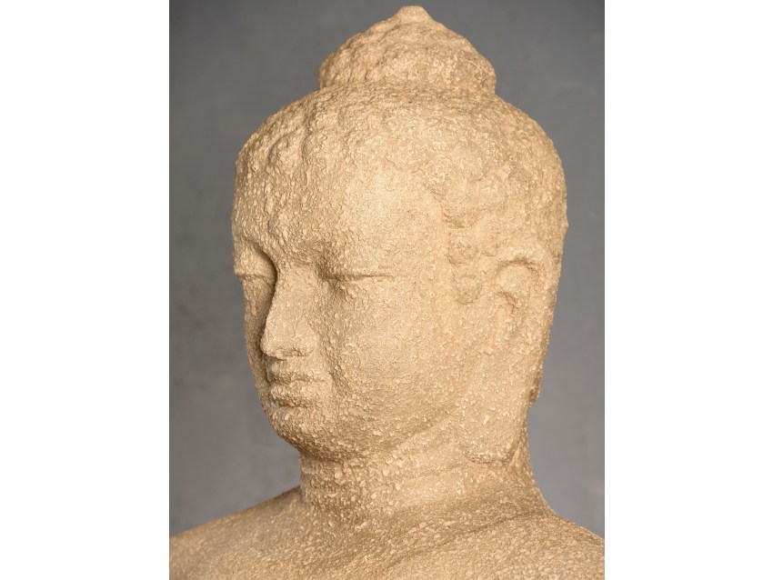 MADURA Riesige Buddhabüste | Buddhakopf auf Sockel - Sandstein | FLAIR COLLECTION