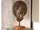 BURIAS Buddhakopf auf Teakholz Sockel - Antique Gold - Groß | FLAIR COLLECTION