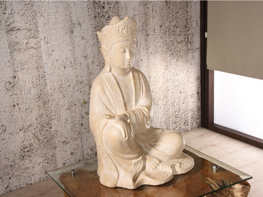 SHAKYA Wunderschöner Buddha in Creme Weiß - Höhe 65 cm