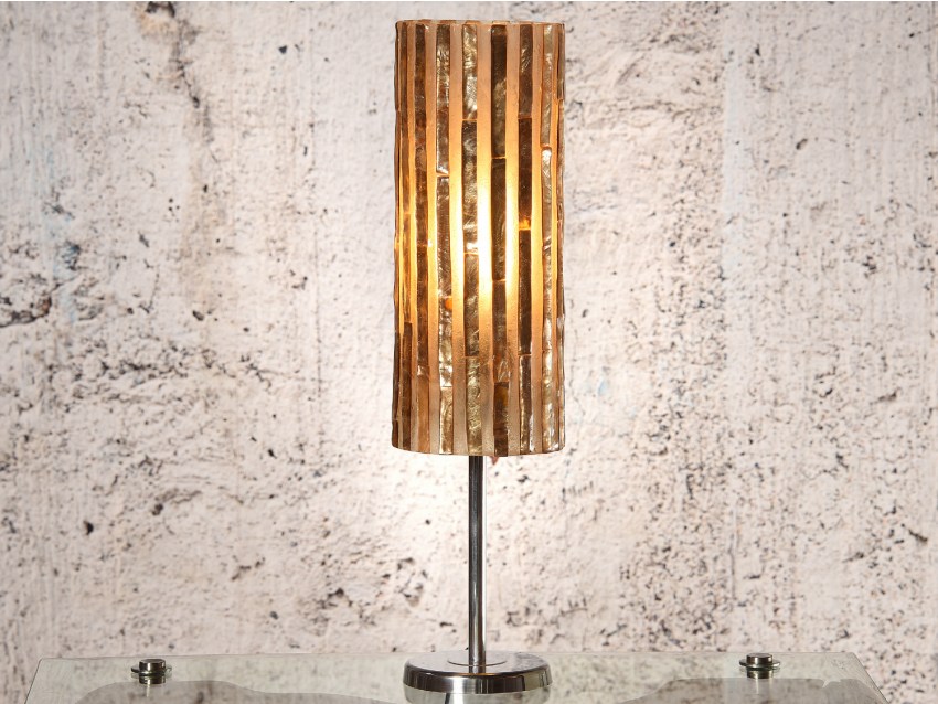 SIERRA Tischlampe mit Streifen aus Perlmut - Farbe Gold | SHELL COLLECTION