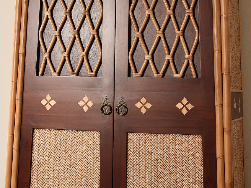 SHANGHAI Kleiderschrank mit 2 Türen und Rattanelementen | SHANGHAI COLLECTION