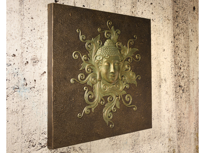 BUDDHA-2 Wandrelief mit Buddhakopf - Wandbild in Antique Green | FLAIR COLLECTION