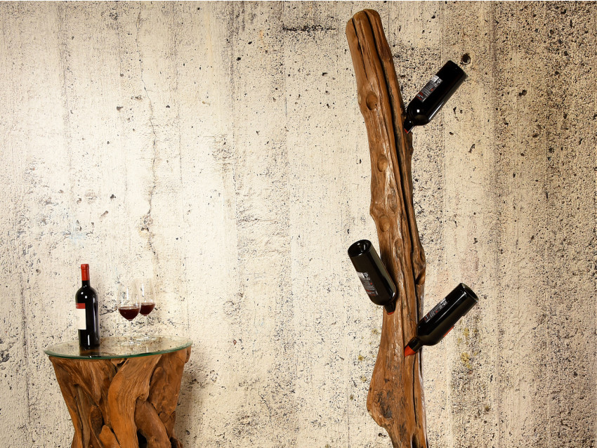 ANGUR Flaschenständer aus Teakholz - Weinständer für 8 Flaschen | WOOD COLLECTION