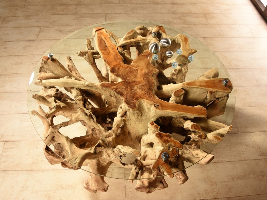 AMAZONAS Couchtisch aus Teak-Wurzelholz - Rund Ø 70, 80 oder 100 cm | WOOD COLLECTION