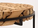 TAIGA Couchtisch aus Teakholz- Stücke auf Metallestell - Rund  Ø  90 cm | WOOD COLLECTION