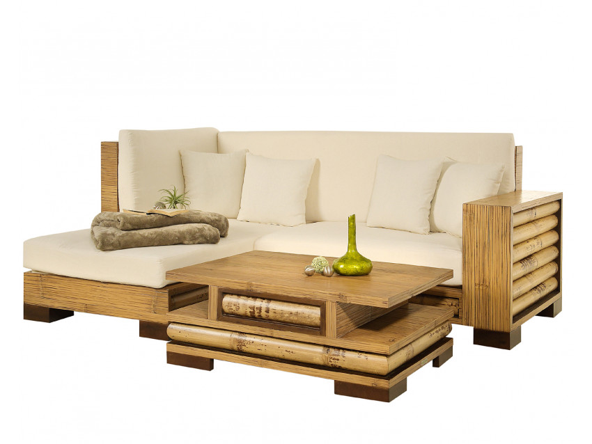 DREAM Eckgarnitur (Links) mit Auflagen - Bambus Sofa - Eckcouch | PALAWAN COLLECTION