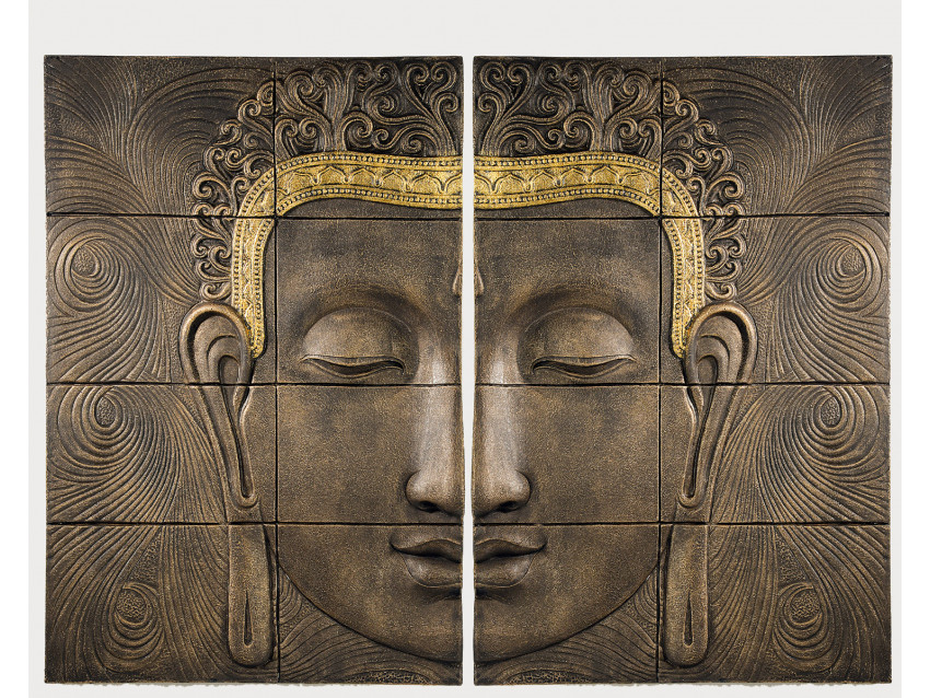 TUHAN Wandrelief mit Buddhakopf - Wandbild in 2 Teilen | FLAIR COLLECTION