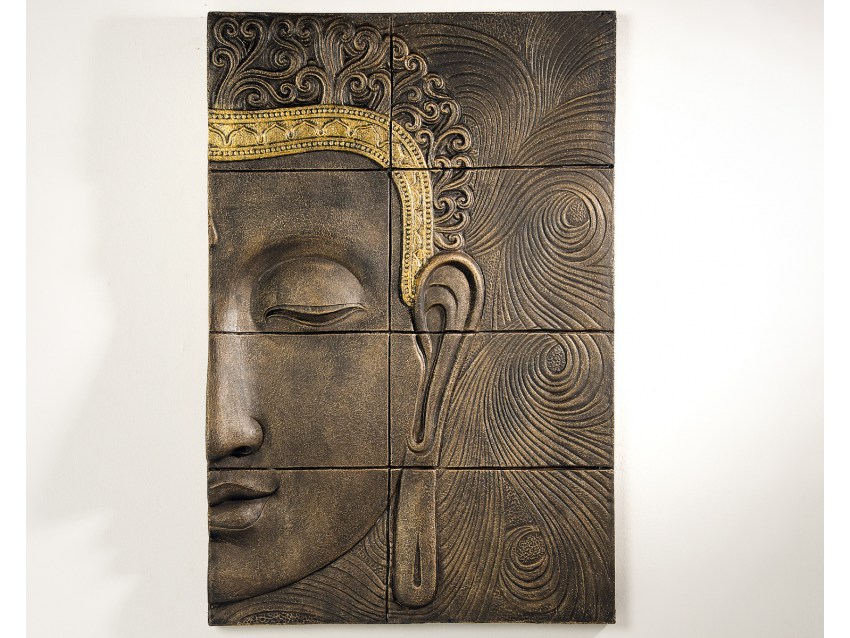 TUHAN Wandrelief mit Buddhakopf - Wandbild Rechts | FLAIR COLLECTION