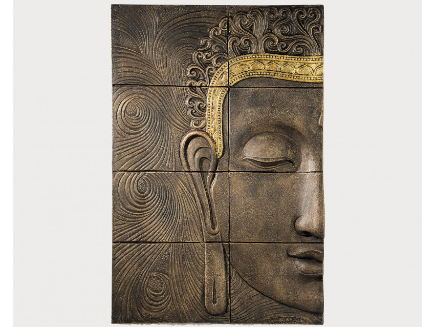 TUHAN Wandrelief mit Buddhakopf - Wandbild Links | FLAIR COLLECTION