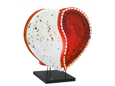 HEART Lampe mit Mosaiksteinen - rot | SHELL COLLECTION