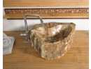 FOSSILE-2 Naturstein Handwaschbecken aus versteinertem Holz - 44x40xH15 | BADMÖBEL KOLLEKTION