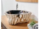 FOSSILE-3 Naturstein Handwaschbecken aus versteinertem Holz - 48x42xH16 | B-WARE