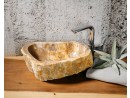 FOSSILE-4 Naturstein Handwaschbecken aus versteinertem Holz - 47x32xH14 | BADMÖBEL KOLLEKTION