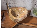 FOSSILE-9 Naturstein Handwaschbecken aus versteinertem Holz - 46x44xH15 | BADMÖBEL KOLLEKTION