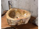FOSSILE-9 Naturstein Handwaschbecken aus versteinertem Holz - 46x44xH15 | BADMÖBEL KOLLEKTION