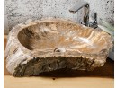 FOSSILE-10 Naturstein Handwaschbecken aus versteinertem Holz - 60x44xH15 | BADMÖBEL KOLLEKTION