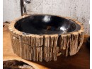 FOSSILE-11 Naturstein Handwaschbecken aus versteinertem Holz - 45x40xH15 | BADMÖBEL KOLLEKTION