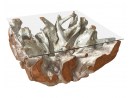 SHIMOGA Moderner Wurzelholz Couchtisch -Couchtisch aus Teak-Wurzelholz - Rechteck - Farbe Silber 110x70 | WOOD COLLECTION