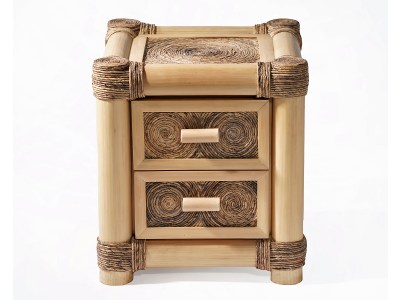 KELEDO Bambus Nachttisch mit 2 Schublade - Nachtkonsole in Natur | ABACA COLLECTION